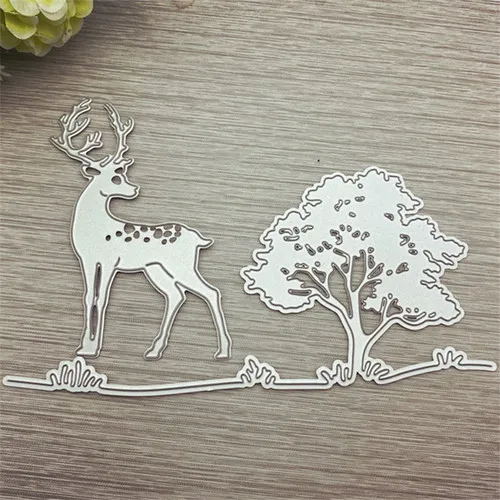 

Fawn and tree Metal Cutting Dies for making Christmas Greeting card Scrapbooking Photo Album Decoration Embossed Craft Die Cuts