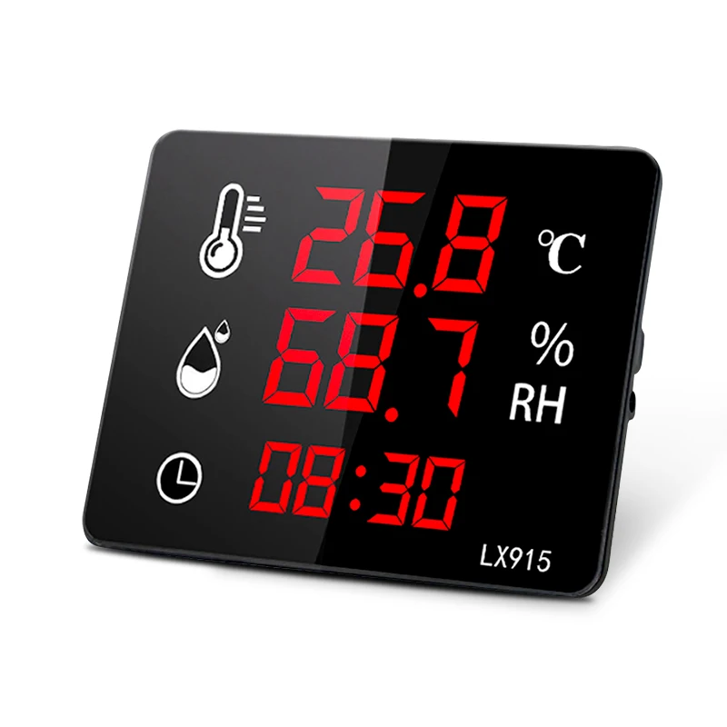 LED Multifunctional Digital Wall-Mounted Thermometer And Hygrometer For Sauna Rooms With External Probe Rain Sensor lx915 images - 6
