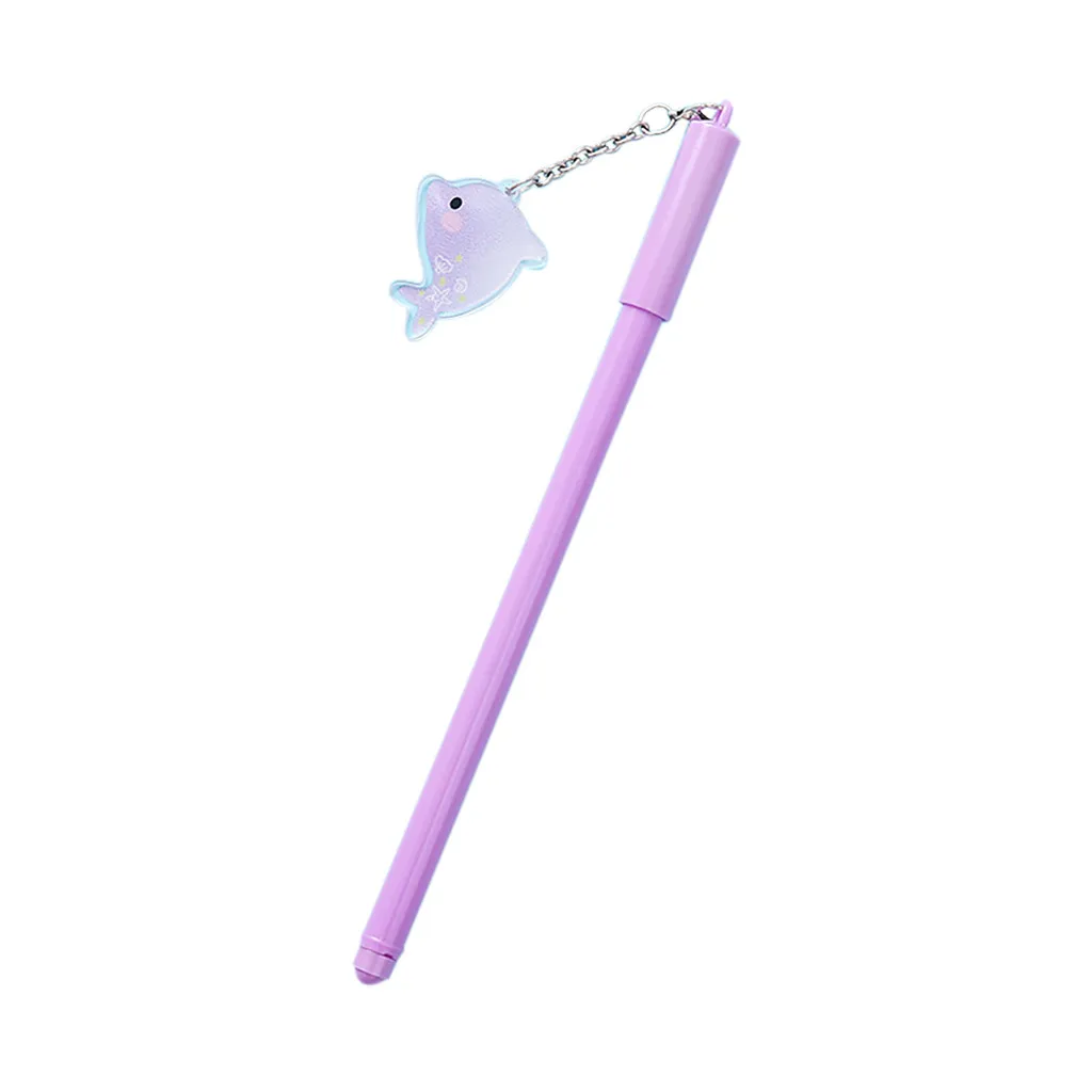 purple Kawaii милые 0,5 мм черные чернила мультипликационная гелевая ручка ручки для письма шариковая подвеска Дельфин канцелярские товары для студентов милые школьные принадлежности - Цвет: purple