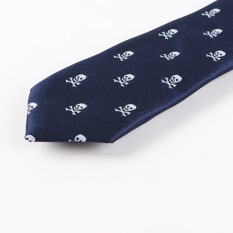 Женский Шелковый мужской галстук в виде черепа для велосипеда тонкий синий