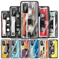 classical old cassette for huawei p40 p30 pro plus p20 p10 lite p smart z 2021 2020 2019 luxury tempered glass phone case