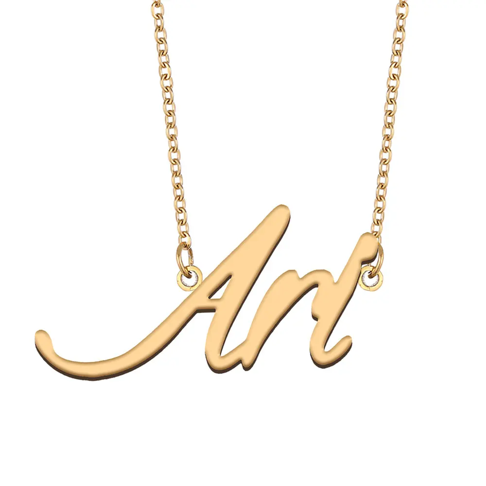 

Ari Nameplate Necklace for Women Stainless Steel Jewelry Gold Plated Name Chain Pendant Femme Mothers Girlfriend Gift