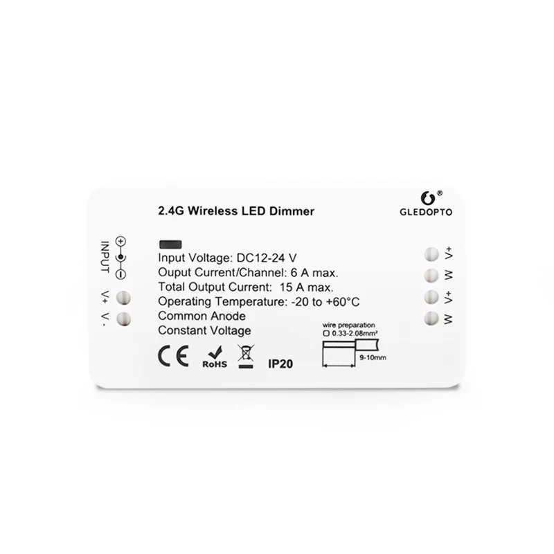 Беспроводной регулятор яркости для управления светодиодным освещением 12-24 В Zigbee