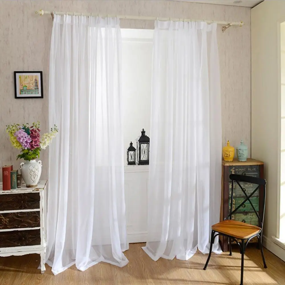 

Европейские однотонные белые текстильные шторы для гостиной и кухни, современные оконные шторы, вуаль, занавески, домашний декор