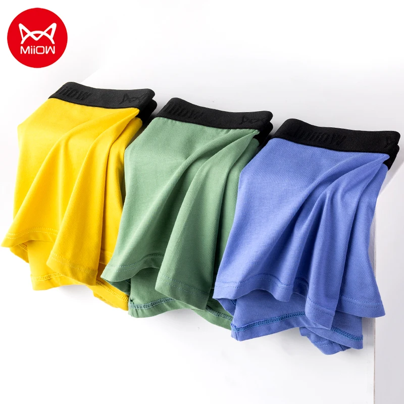 MiiOW Men's Cotton Panties 3PCS Regenerated Cellulose Fiber Moisture Absorbent Soft Elastic Men Panties Factory Direct
