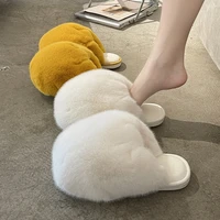 winter women slippers fluffy hairy warm lining cozy slides memory foam indoor floor shoes plush skin friendly cotton slippers