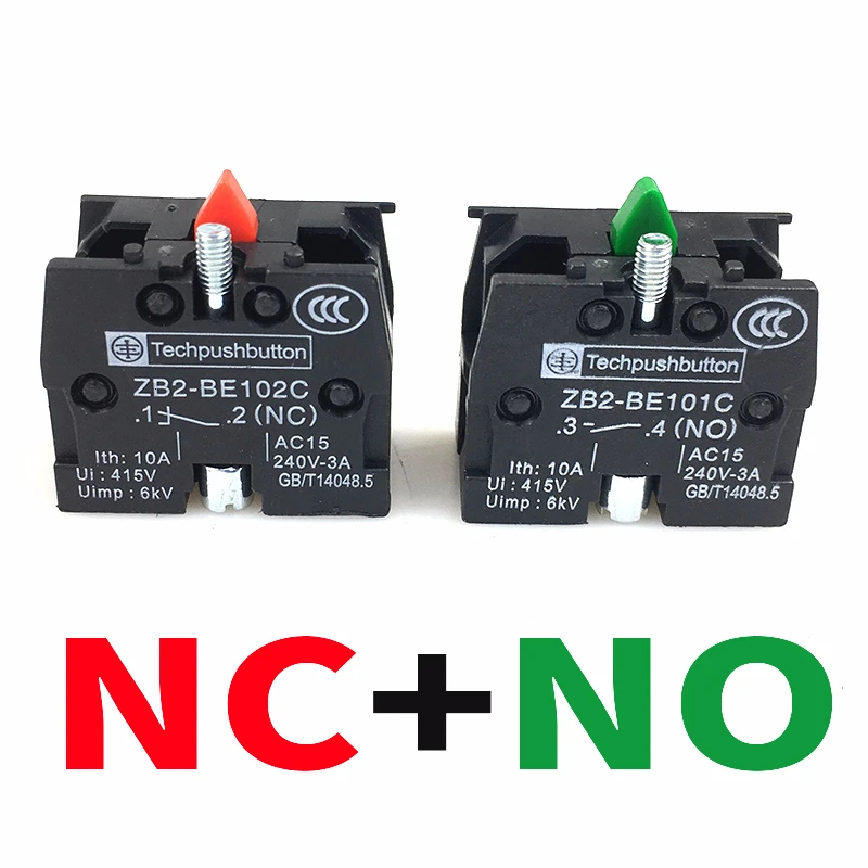NO NC EACH 5PCS 10 шт Xb2 кнопочный переключатель Zb2be102c(nc) контактный блок Zb2-be101c(нет - Цвет: NO NC EACH 5PCS