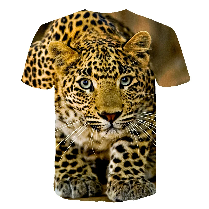 Новая брендовая футболка с гепардом черная одежда леопардовая животным 3d
