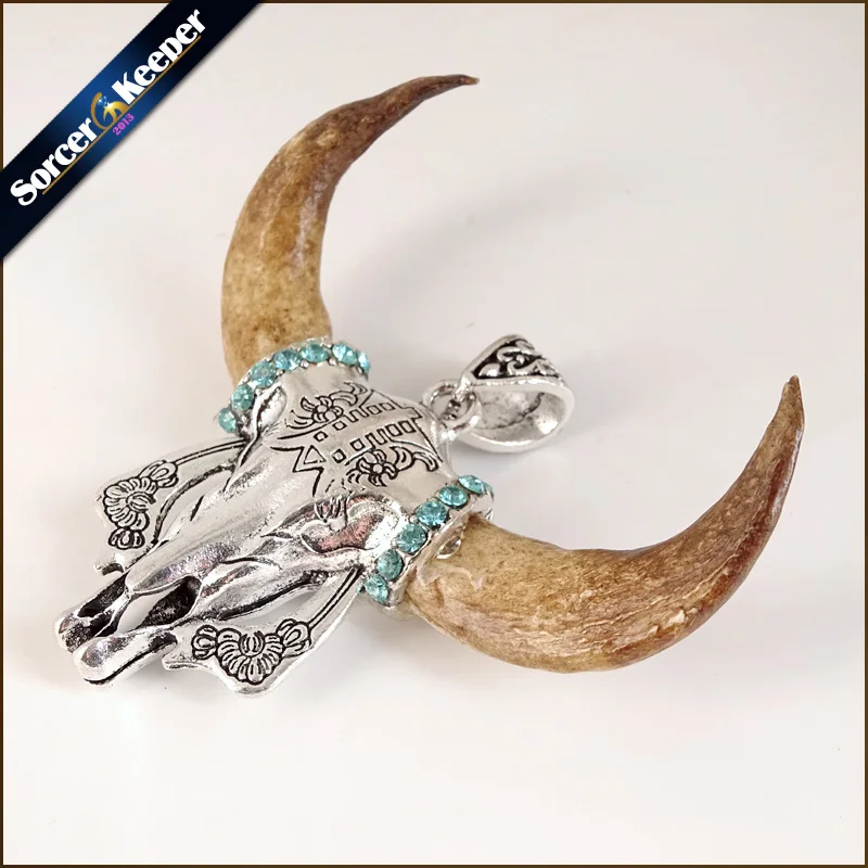Мужская Орда, амулет, ожерелье, тибетский амулет, клыки, настоящая кость, натуральный зуб, винтажное серебро, волк, зуб, шарм, скот, голова, кулон