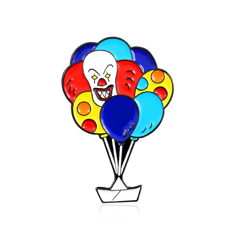 

Hot Air Balloon Enamel Pins Frolic Circus Horror Clown Design Collection Commemorative Gift Brooch Badge For Friends