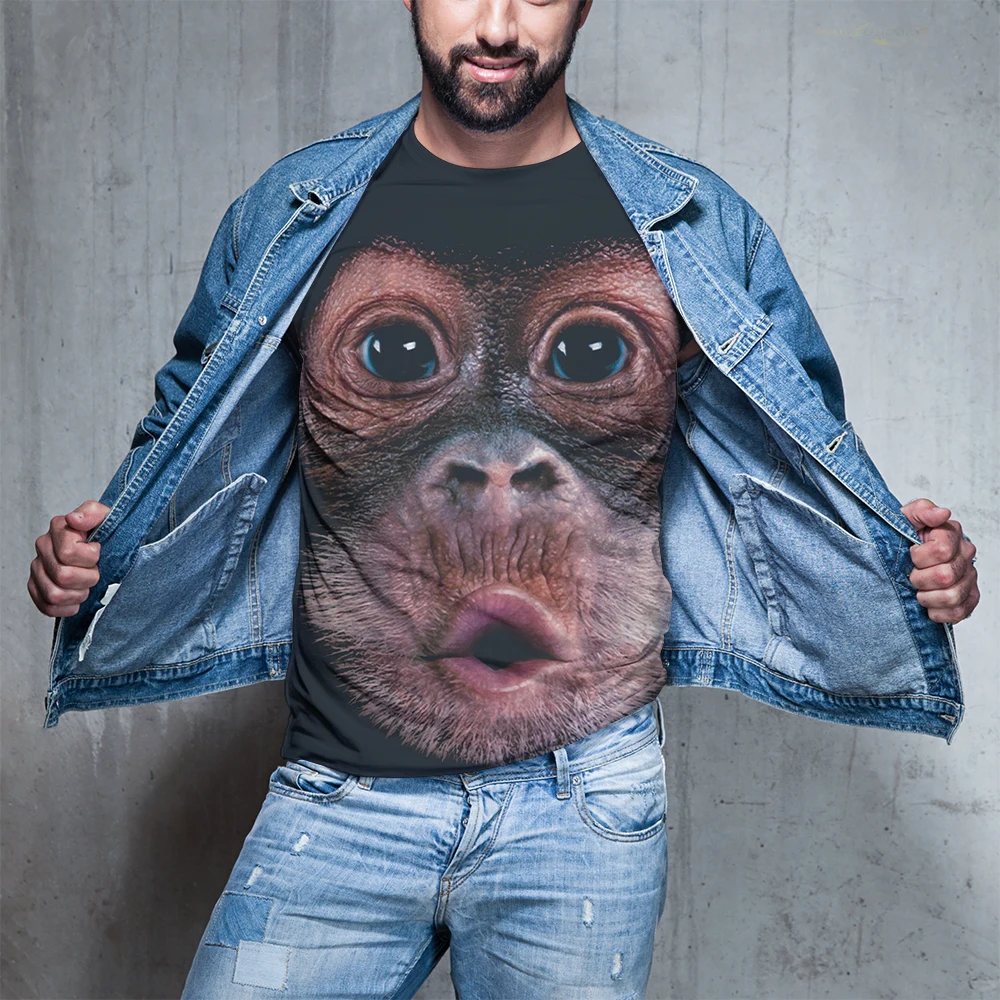 

Funny Street 3D T-Shirt Imitating Gorilla Belly Men's And Women's Tops Holiday Family Suit Birthday Gifts Surprise Gifts