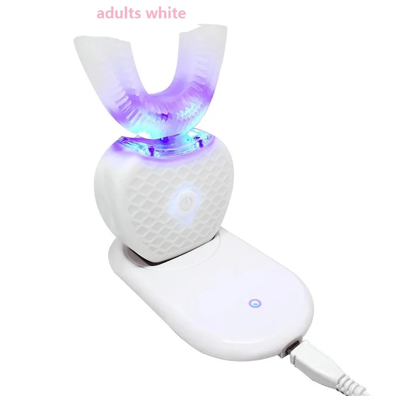 1pc Adults White Умная 360 градусов Автоматическая звуковая электрическая зубная щетка для детей и взрослых, u-образный 4 режима, зубная щетка, usb зарядка, отбеливание зубов - Цвет: 1pc Adults White