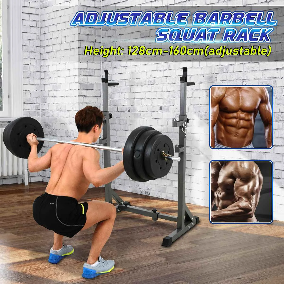 

Adjustable Squat Rack Weight Lifting Power Barbell Stand For Dumbbell Weight Bench Home Gym Fitness Equipment 300KGS 660lbs
