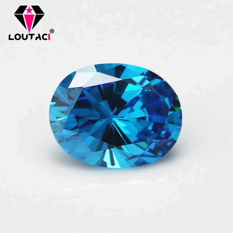 

LOUTACI, Женские Ювелирные изделия, драгоценный камень 5A, блестящая овальная форма, акватопаз, синий цвет, кубический цирконий, средний размер 5x7-8x10 мм