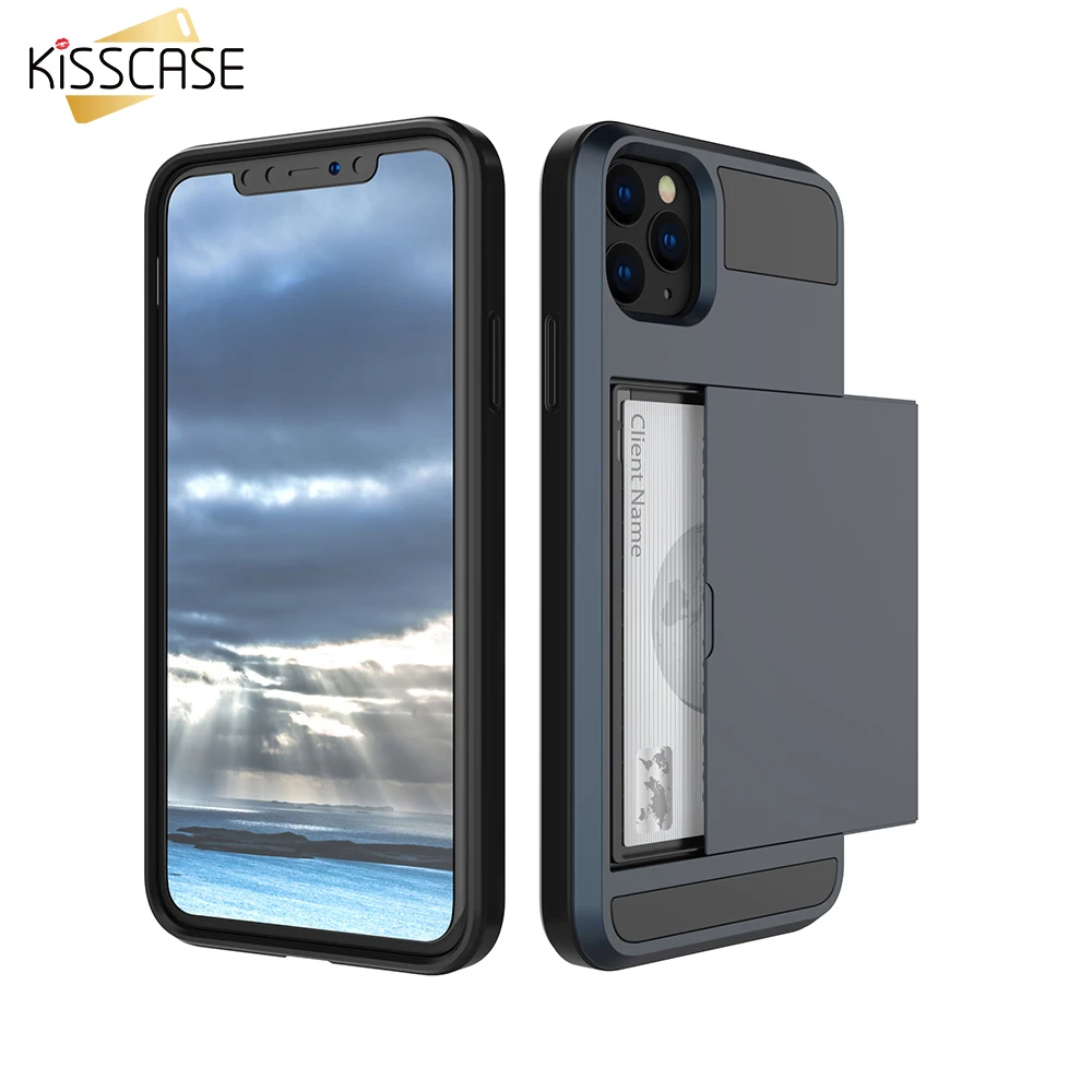 KISSCASE Card Slots Case For iPhone 11 Pro Max Armor Shockproof X XR XS 6 6S 7 8 Plus Slip Cover | Мобильные телефоны и