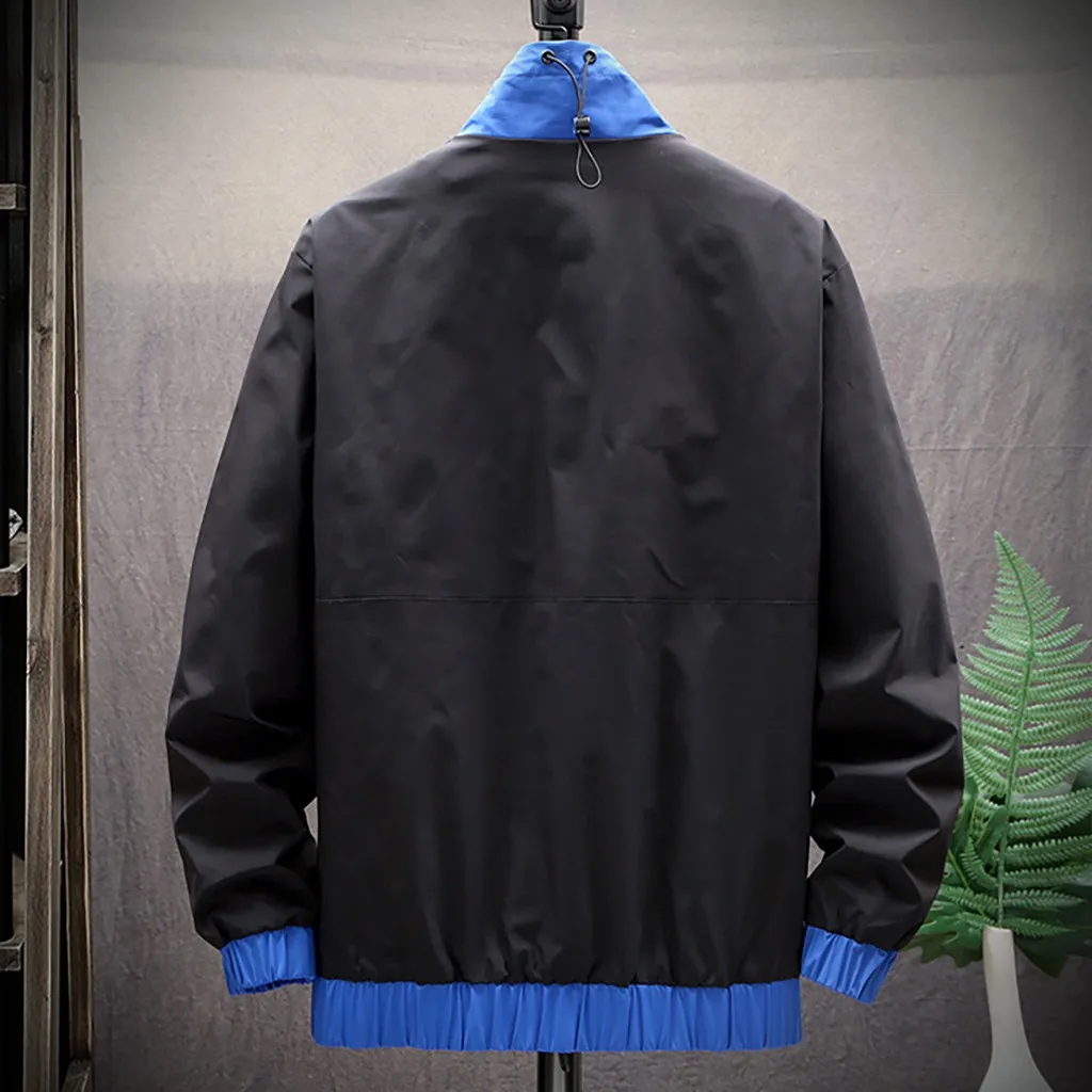 

New Spring Autumn Bomber Hooded Jacket Men Casual Slim Patchwork Windbreaker Jacket Male Outwear Zipper Thin Coat Clothing*