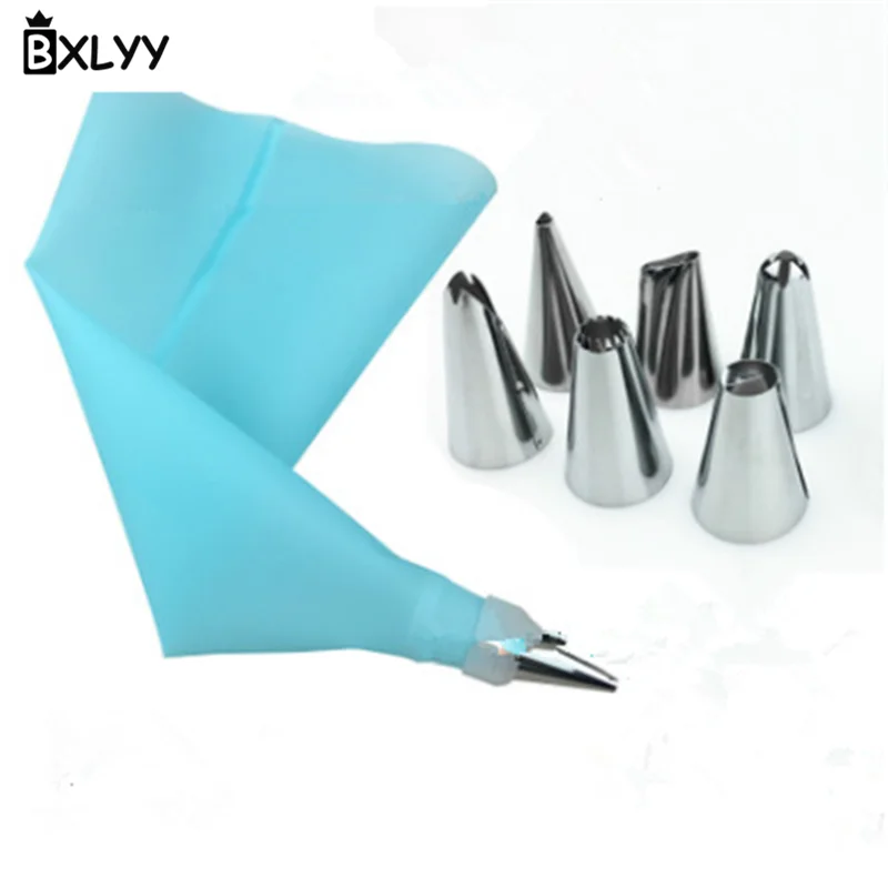 BXLYY инструмент для торта десерт Zhua украшение 6 головок нержавеющая сталь декор рот силиконовый EVA украшения мешок кухонные аксессуары. 8z