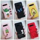Милый мультяшный чехол с кошкой КАКТУСОМ для Samsung Galaxy S10 S10e 4G, карамельный Мягкий силиконовый чехол из ТПУ для Samsung Galaxy S10 Plus, задняя крышка