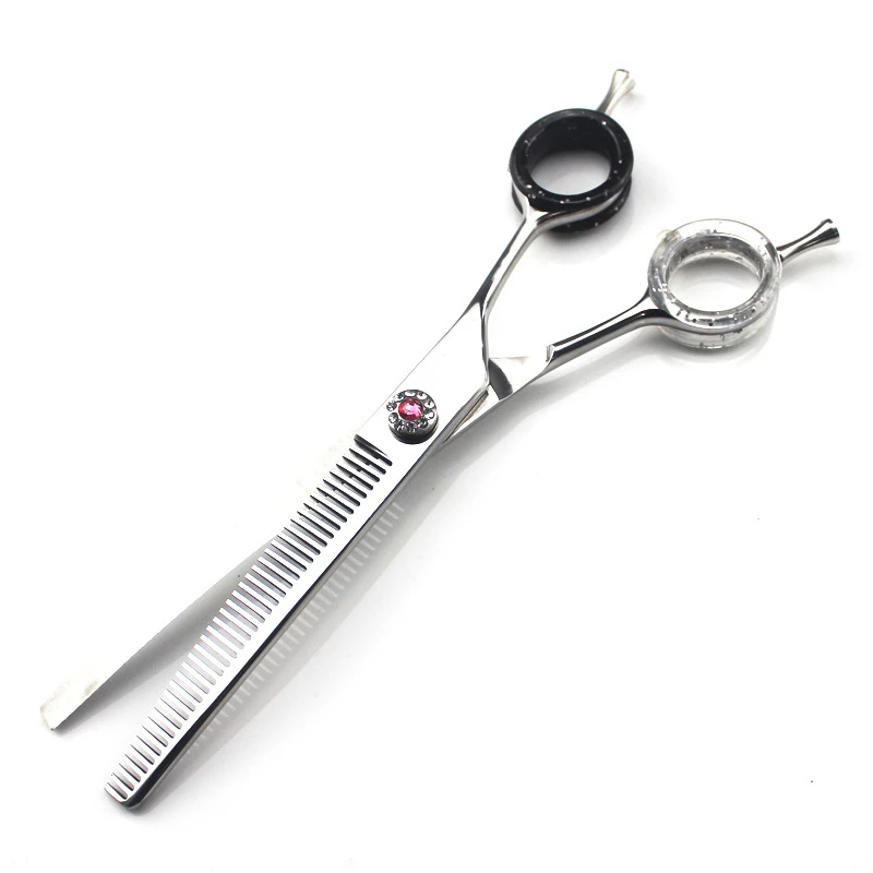 silver 40 teeth Профессиональные японские 440c 7 дюймов Цветные Ножницы Для Стрижки собак изогнутые ножницы для стрижки собак Парикмахерские филировочные ножницы парикмахерские ножницы - Цвет: silver 40 teeth