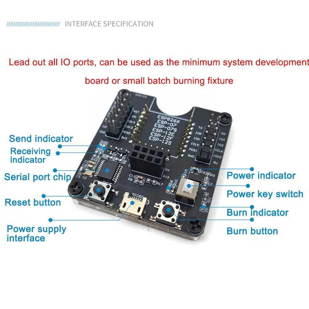 ESP8266 Тесты рамки горелки макетная плата WI-FI модуль ESP-01S ESP-07S ESP12S для ESP-12F нажатием