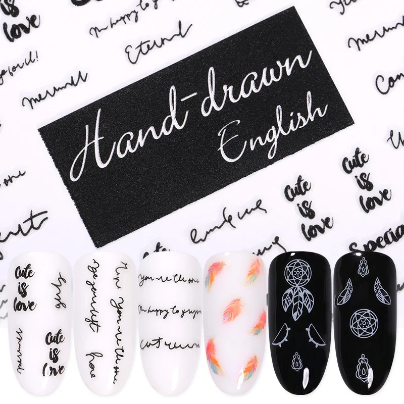 1 лист 3D наклейки на ногти цветок письмо дизайн Смешанные узорами ногтей