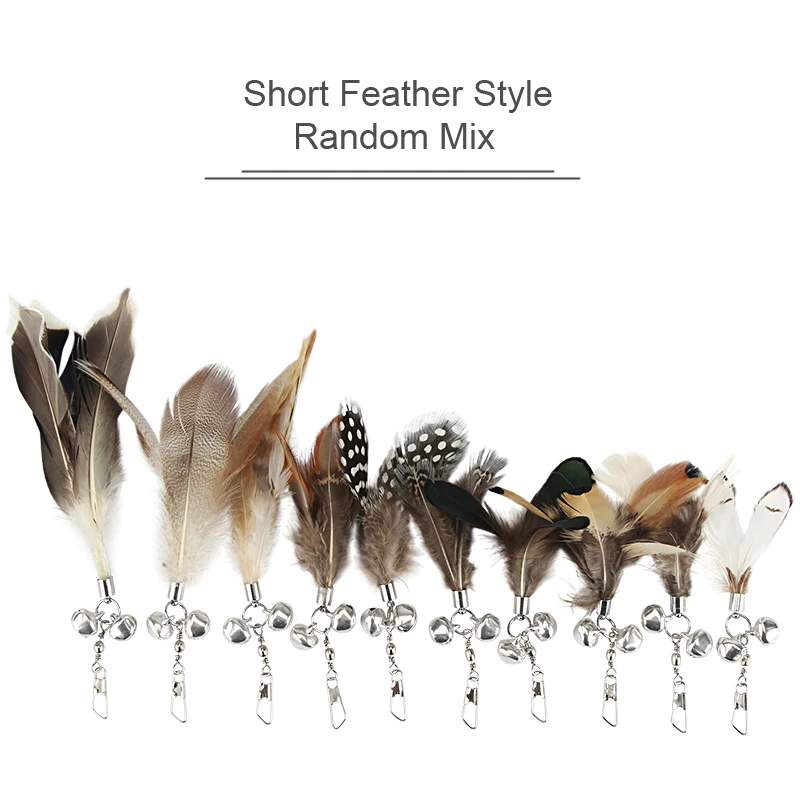 10pcs Short Feather Cat Toy DIY Replace Cat Teaser Stick Replacement Pet Toy Accessories