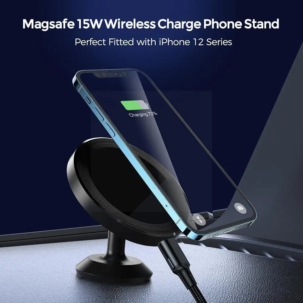 

15W Detachable Qi Car Wireless Charger Magnetic Wireless Charger Mount For IPhone 12 Mini Pro Max Fast Charging Phone Holde N5J5