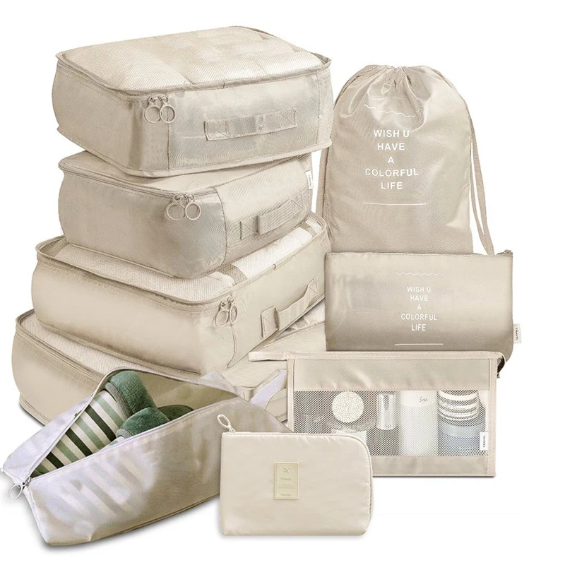 9 шт./компл. дорожная упаковка, органайзер для багажа, сумки для хранения одежды, Высококачественная Водонепроницаемая косметическая сумка ... от AliExpress RU&CIS NEW