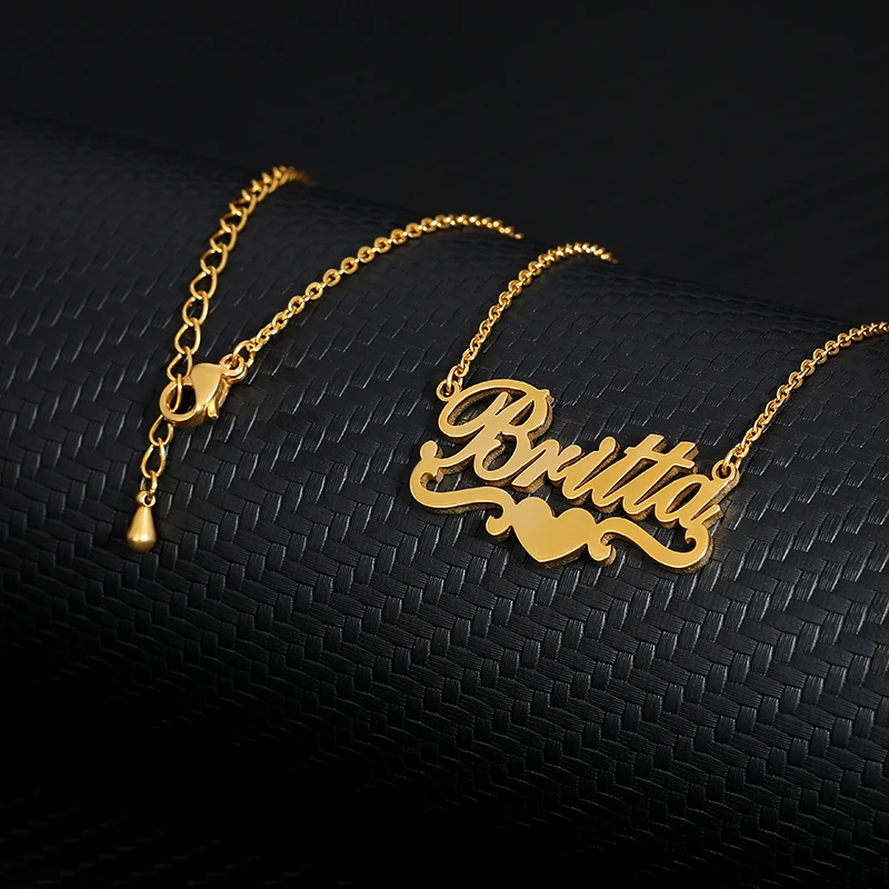 Заказное имя Сердце ожерелье персонализированные украшения из нержавеющей