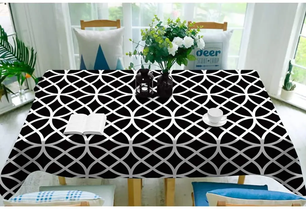 Черно-белая круглая скатерть монохромные скатерти в полоску | Дом и сад
