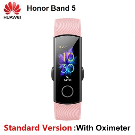 Умный Браслет Huawei Honor Band 5, Оксиметр кислорода в крови, Honor Band 4, сенсорный экран, пульсометр, Кнопка сна, глобальная версия - Цвет: Band5 Pink