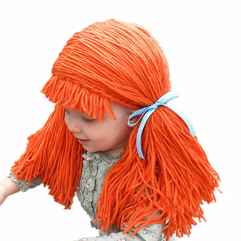 Шапка-парик BomHCS для детей зимняя теплая вязаная шапка ручной работы из 100%