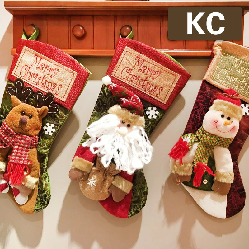 

Merry Christmas Socks Gift Bag Santa Gift Bag Candy Bag Christmas Tree Pendants Candy Bag Presents Decor for Home New Year Noel
