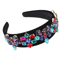 zhini new colorful gem baroque rhinestone headbands for women personality diy design wide hair band hair jewelry accessories