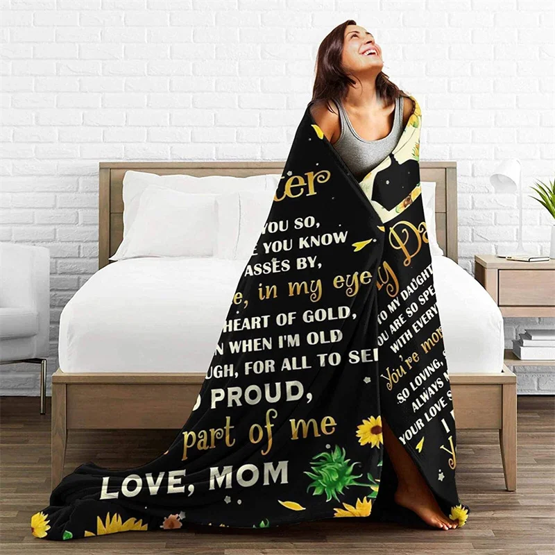 

To My Daughter Sunflower From Mom Soft Plush Gift Flannel Microfiber Fleece Bedspread Sherpa 3D-Printed Blanket Couch