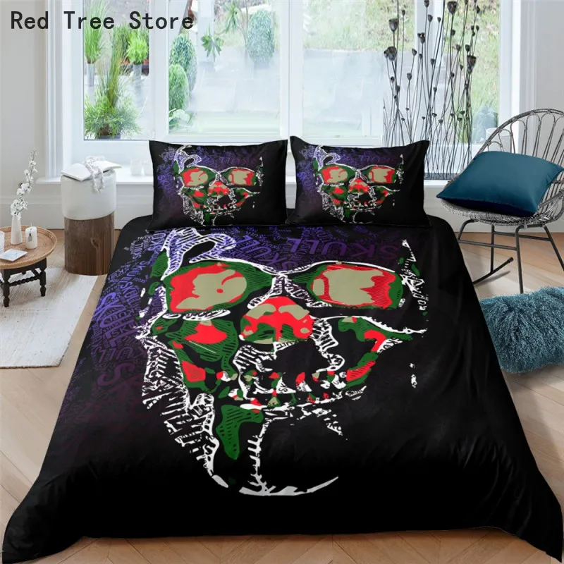 

Beauty Skull Bedding Set Printed Duvet Cover Single Double Queen King Size Kids Adult Comforter Quilt Cover Pillowcase NO Sheets