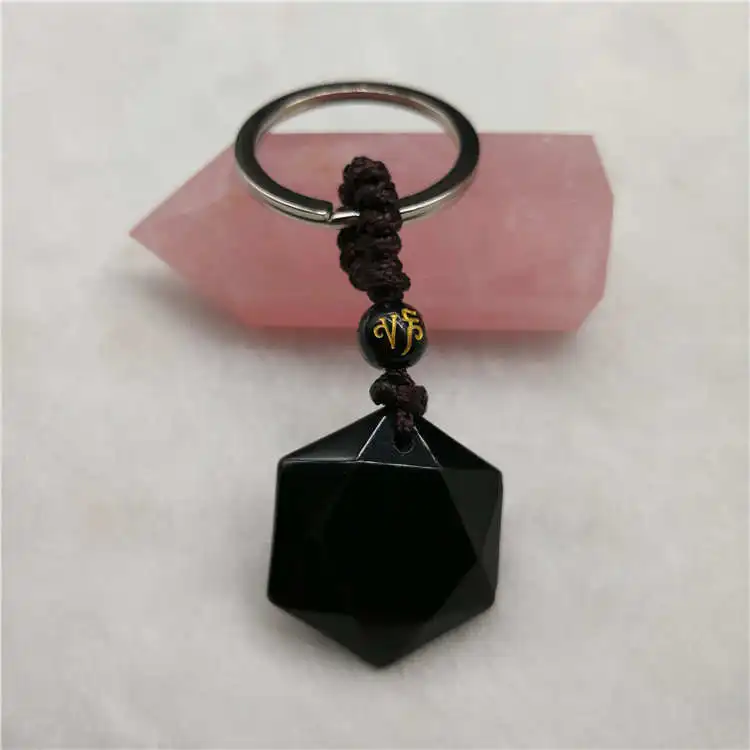 Прямая поставка натуральный энергетический камень черный обсидиан 6 звезд