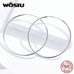 Женские серьги-кольца WOSTU, простые круглые серьги из стерлингового серебра 925 пробы, свадебные ювелирные изделия FIE710