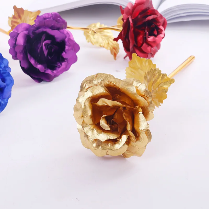 

24k Gold Dipped Rose Fake Flower Artificial Flowers Eternal Rose with Stand Forever Love Wedding Valentine Day Best Gift-30