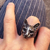 new adjustable vintage big head cat ring for men ring cute animal cat ring women jewellery cute gift punk