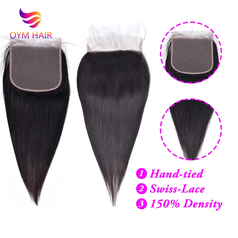 Связки малайзийских волос с закрытием прямые пучки натуральные человеческие