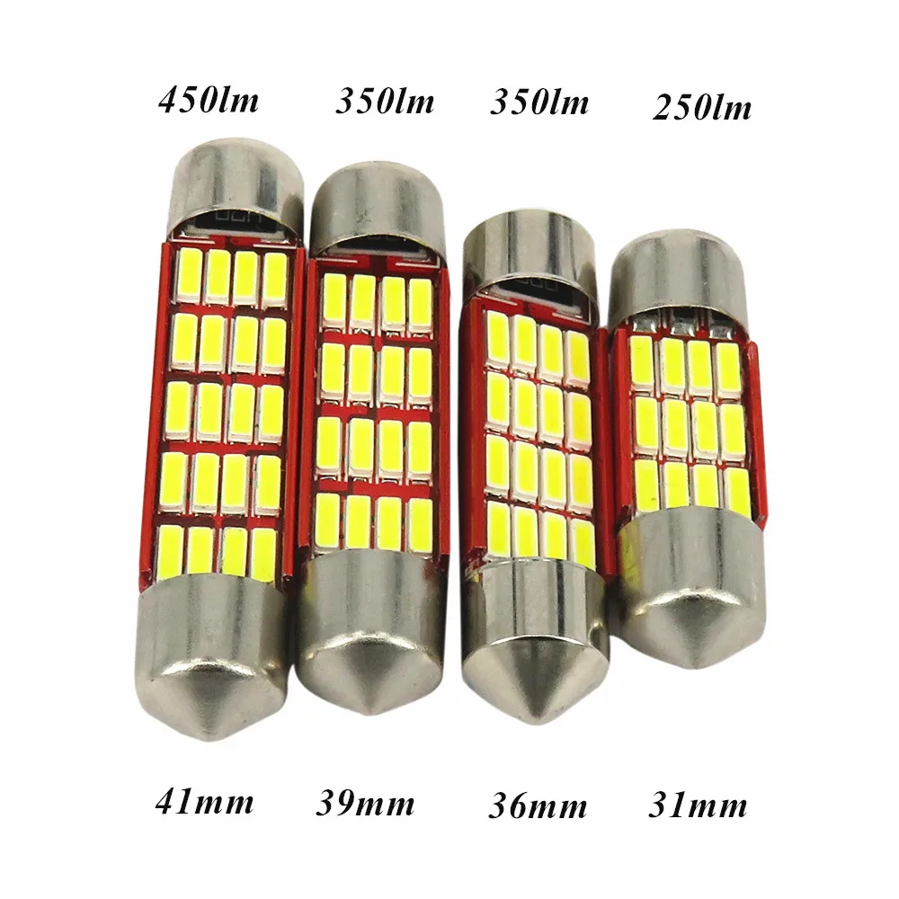 WLJH 2x Canbus светодиодный 31 мм 36 39 41 C5W C10W 4014 для SMD стайлинга автомобиля автомобильная