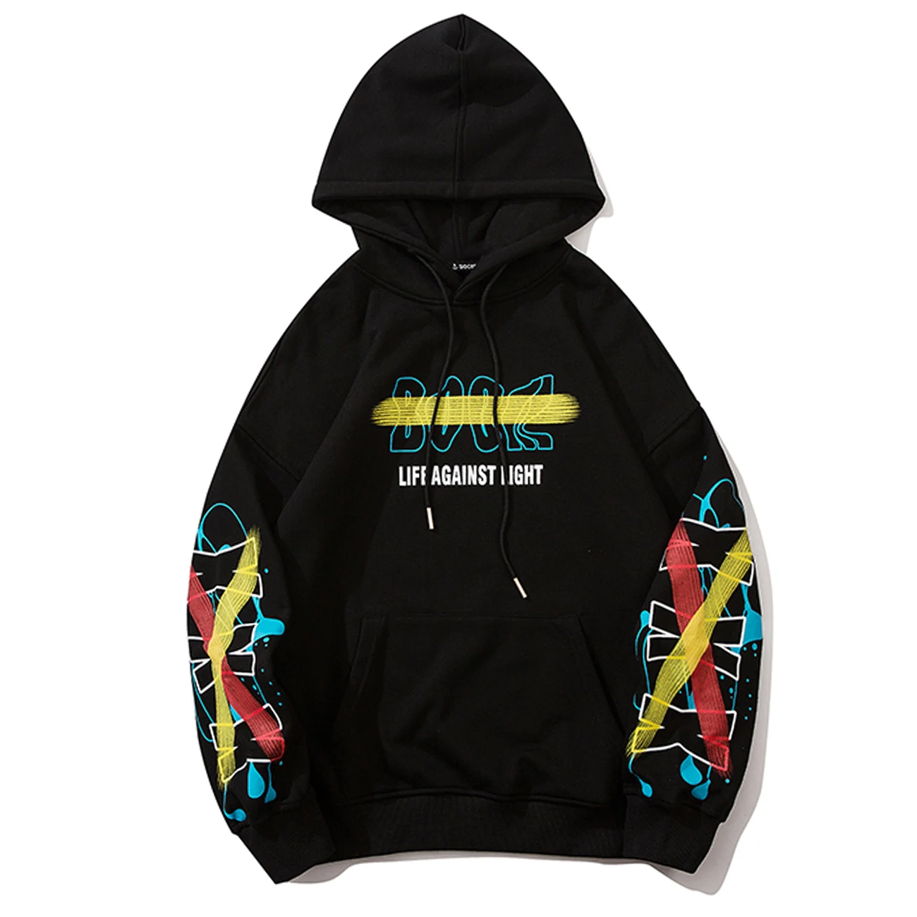 Худи в стиле Харадзюку с изображением граффити рубашка цветными блоками уличная