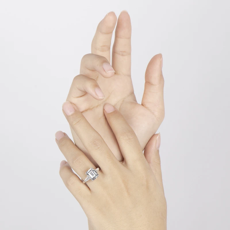 ANZIW изумрудная огранка обручальное кольцо для женщин 3 каменное 925 стерлингового