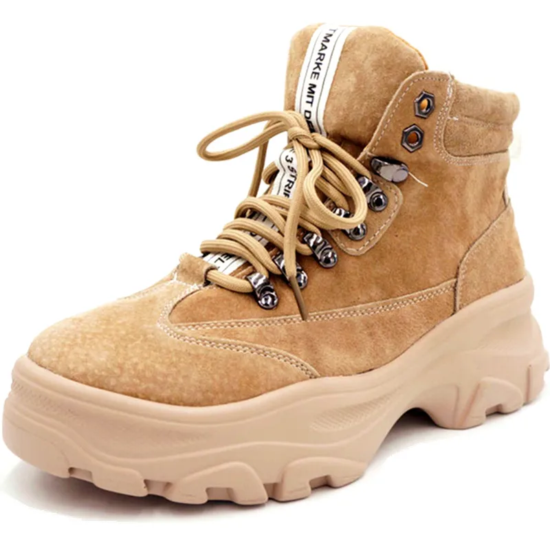 Женские кроссовки из натуральной кожи на платформе модные женские зимние