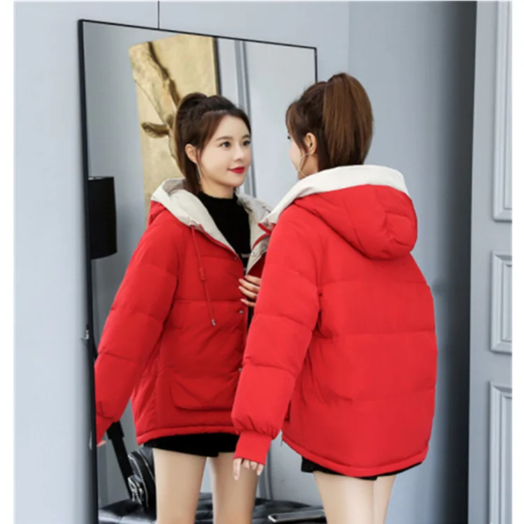 

Winter Thick Women Hooded Parkas Female Outwear Oversized Loose Long Sleeve Patchwork Coat Casual Ladies Parkas