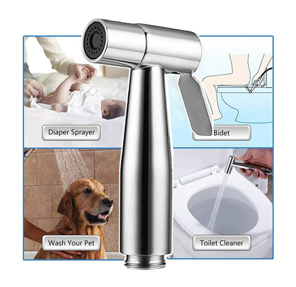 

Toilet Stool Bidet Faucet Sprayer Hand Held Self Cleaning Spray Gun Stainless Steel Toilet Bidet Faucet Set Bathroom Shower Head