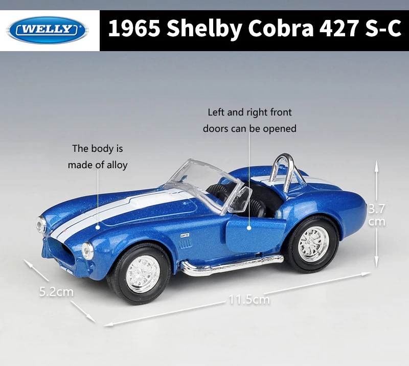 WELLY литая модель автомобиля 1:36 классический автомобиль 1965 Shelby Cobra 427 S C Модель