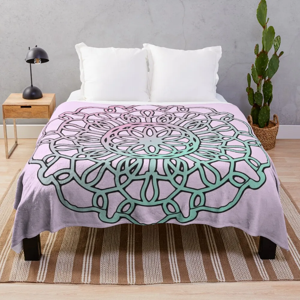 

Флисовые одеяла с геометрическим рисунком мандала, цветок, розовая Мятная градиентная печать, одеяла на кровать/кроватку/диван для взрослы...