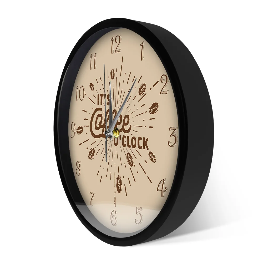 

Coffee O'Clock Cafe Beans Metal Frame LED Round Wall Watch Clap Sound Control Clocks Wall Clock for Kitchen Non-ticking Horologe